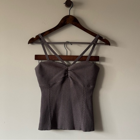 EUC FAVORITE DAUGHTER THE LAYLA TANK BUSTIER RIBBED KNIT SWEATER TANK TOP GRAY - Picture 1 of 5